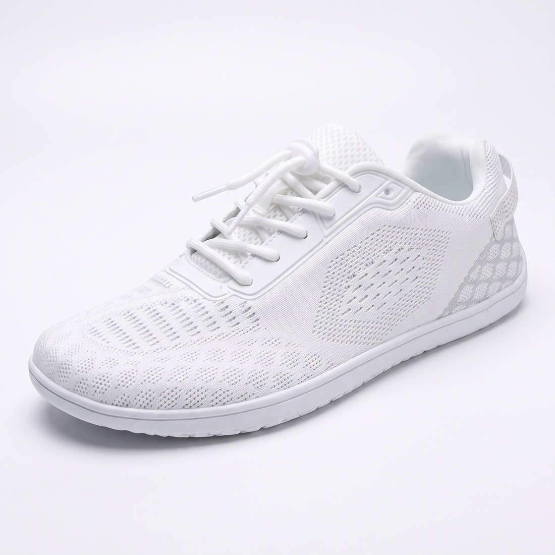 Oakmere Linden white wide-toe walking shoe with elastic toggle on white