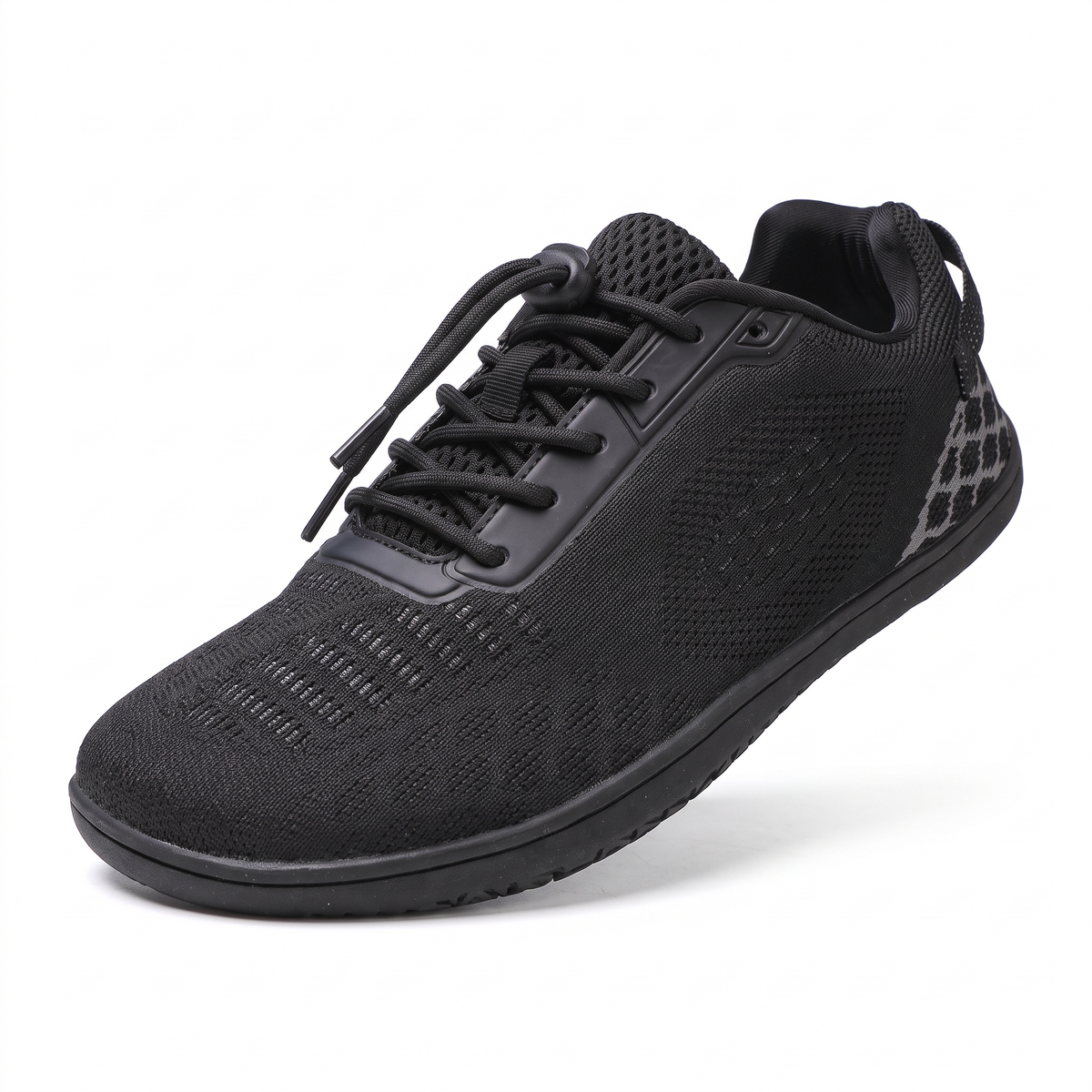 Oakmere Linden black wide-toe walking shoe with elastic toggle on white