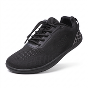 Oakmere Linden black wide-toe walking shoe with elastic toggle on white