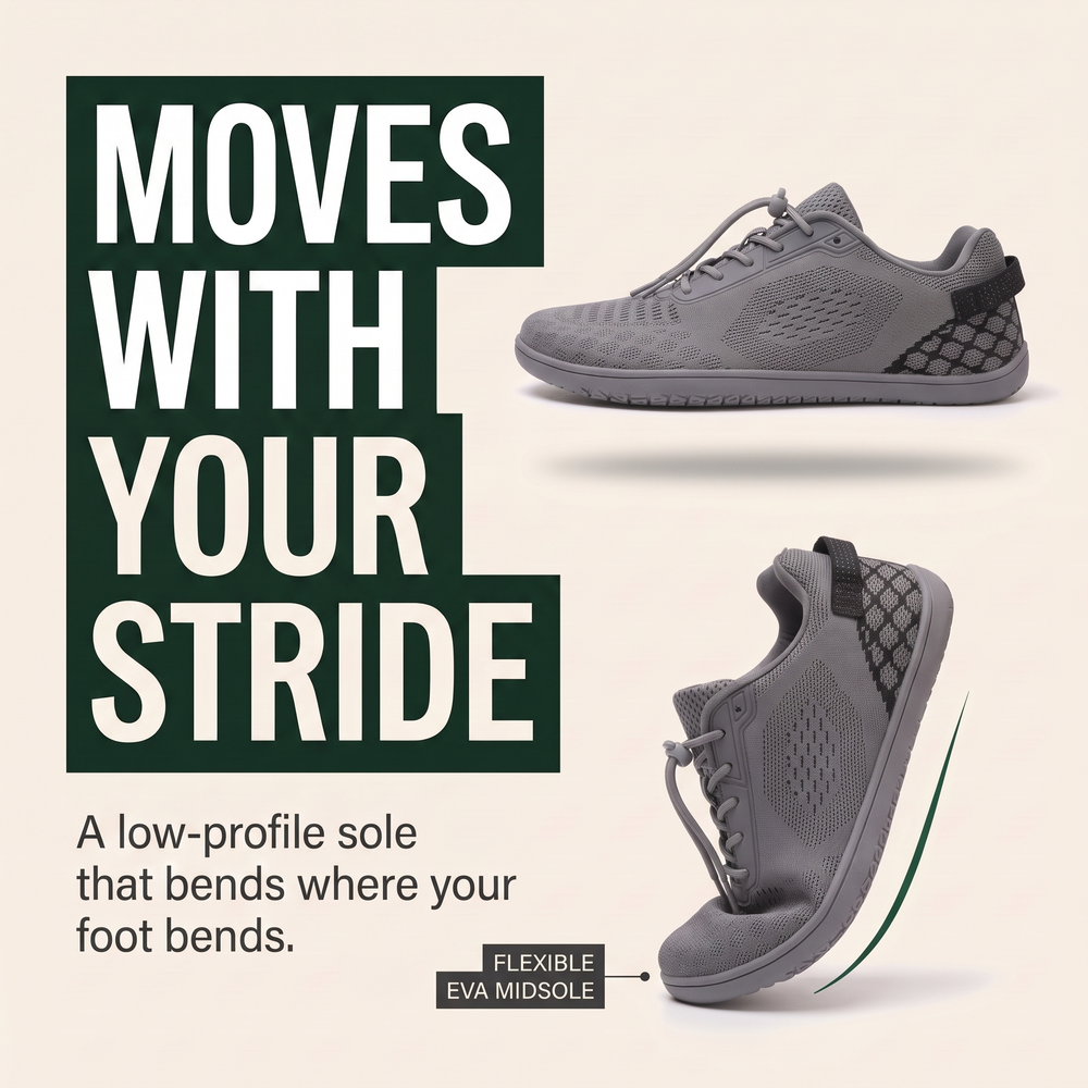 Oakmere Linden flexible low-profile EVA sole infographic