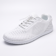 Oakmere Linden white wide-toe walking shoe with elastic toggle on white
